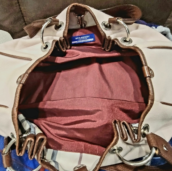 Burberry Blue Label Leather & Canvas Shoulder Bag w/ Stud accents - Picture 2 of 7